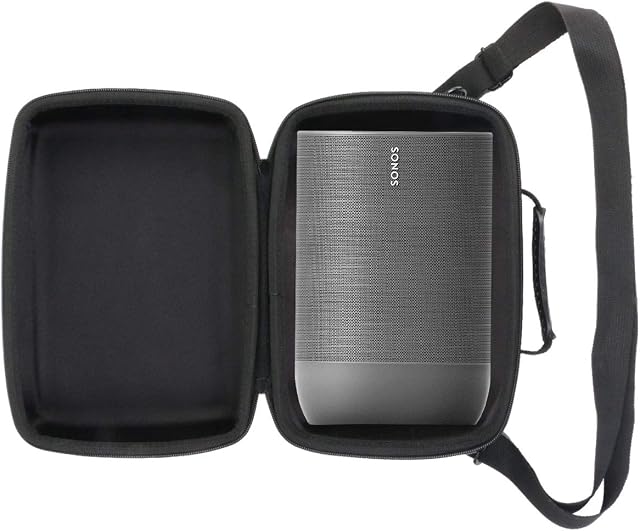 Khanka Hard Travel Case for Sonos Move The durable battery powered Smart Speaker.Fits Charging Base and cables.(Black Lining)