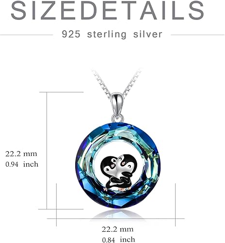 Miniatura 6 de POPKIMI Collar de pingüino de plata de ley, joyería de pingüino de cristal de pingüino, regalos para amantes de los pingüinos,