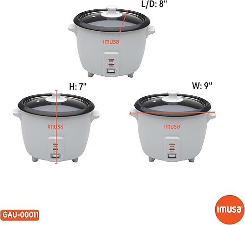Vista 8 de IMUSA USA GAU-00011 Arrocera eléctrica antiadherente 3 tazas (sin cocinar) 6 tazas (cocidas), color blanco
