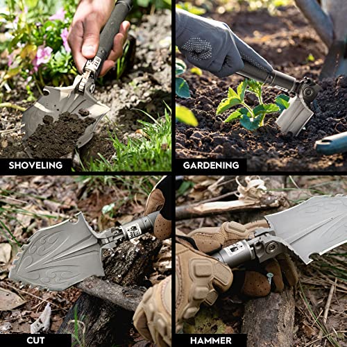 Zune Lotoo Folding Camping Shovel Small 14 In 1 Backpack Tactical Shovel Multitool Adjustable 7 Angles Sturdy Survival Spade Martensitic Steel 12.95'' Length For Backpacking Hiking Fishing Trekking #TOP5