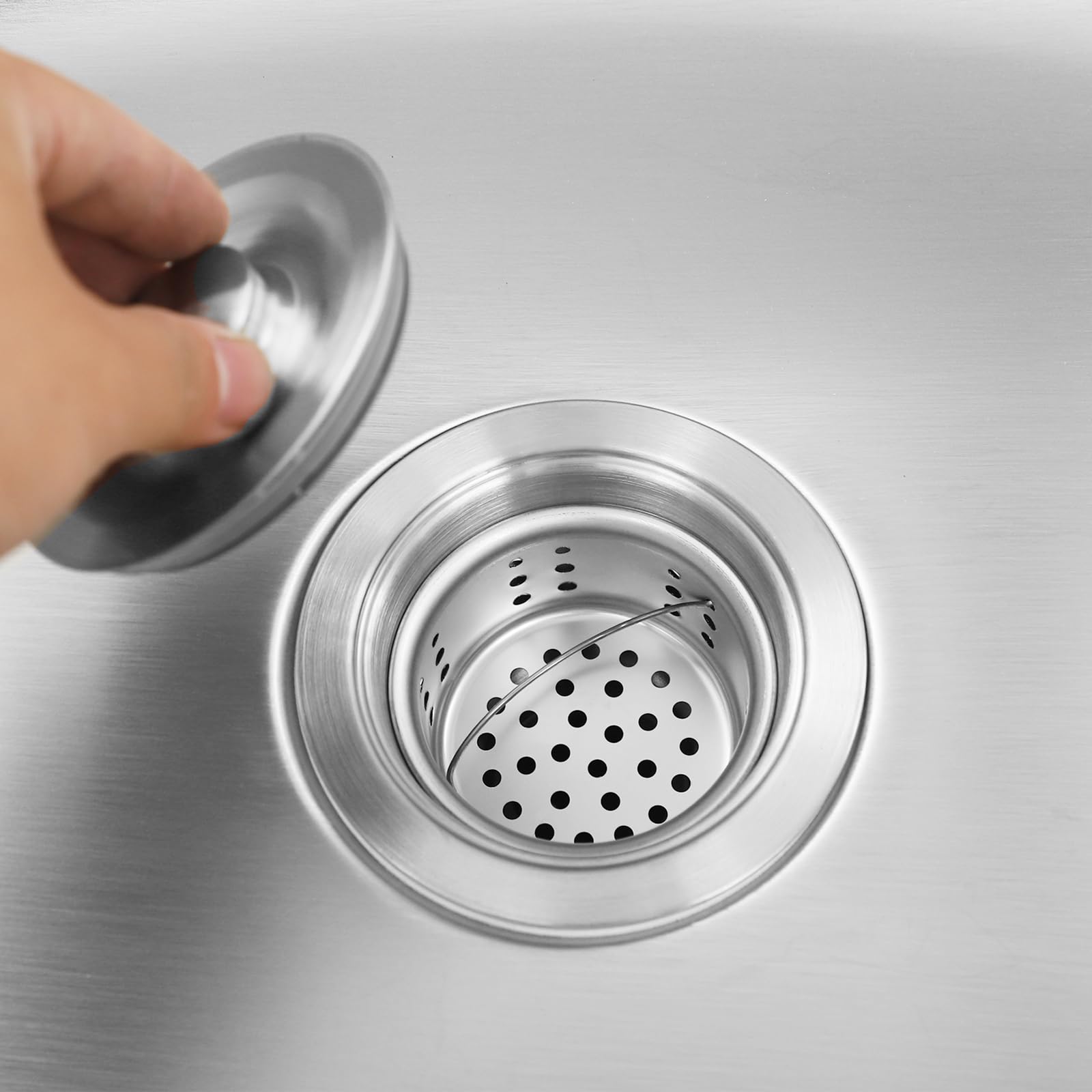 Fregadero cocina 65x44x20cm de acero inoxidable,empotrable,Fregadero Bajo Encimera o Sobre Encimera con escurridor y desagüe,Fregadero Acero 1 lavabo con protección contra rebosadero,color plateado