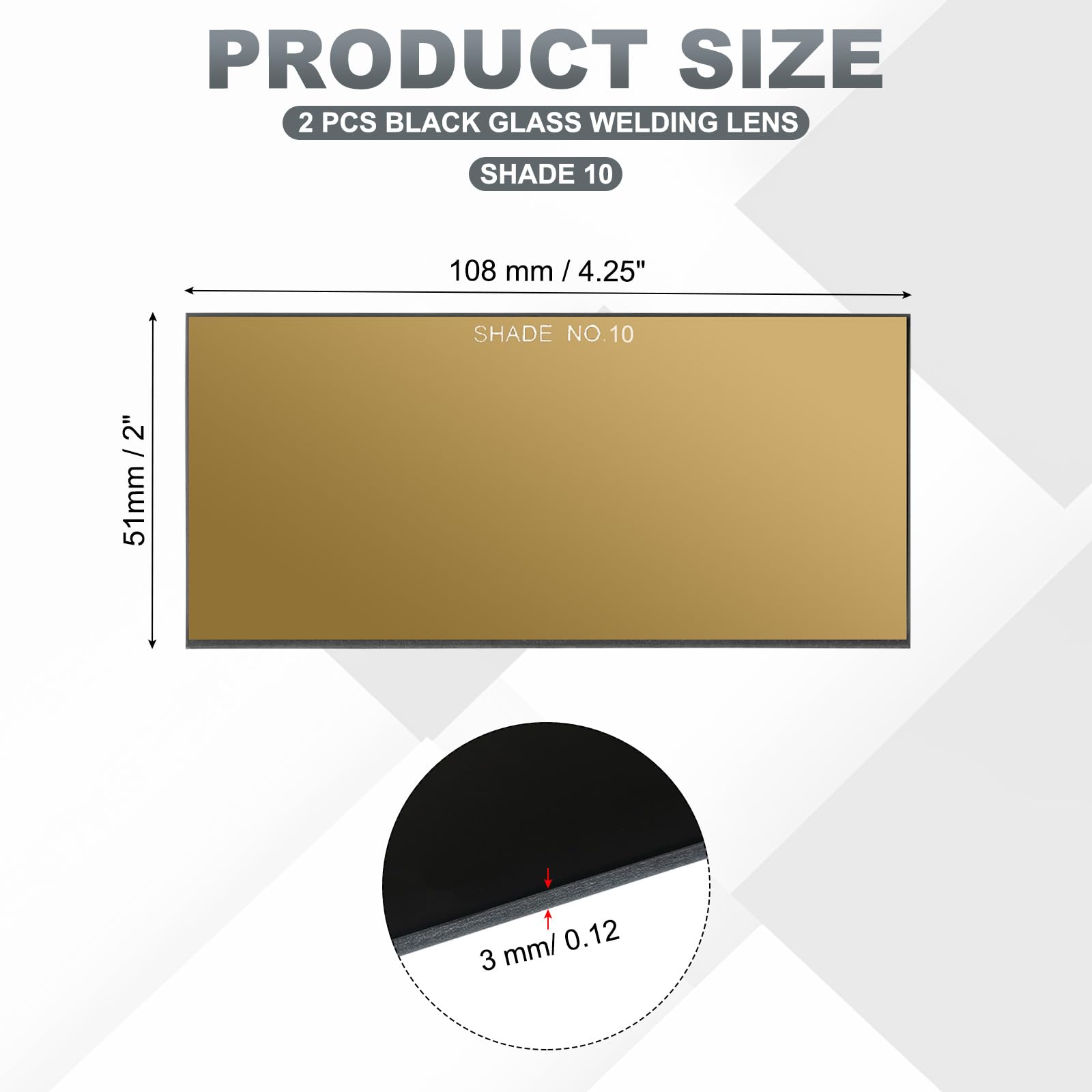 PATIKIL Gold Welding Glass Lens Shade 10, 2 Pack 2