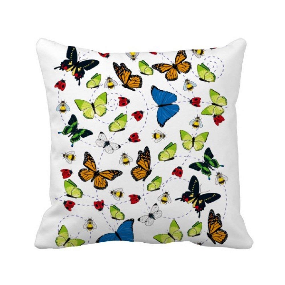 Housse de coussin carrée décoration papillon volant grand et petit format textile
