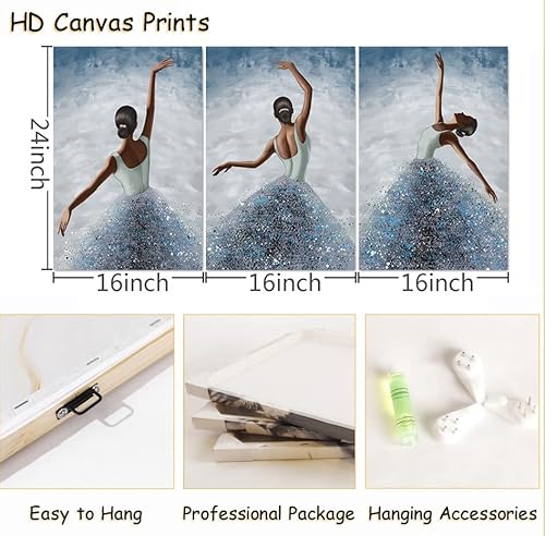 Ryounoart 3 Piece Ballet Canvas Wall Art Ballerina Painting Picture Elegant Dancing Girl Art Prints For Bedroom Ready To Hang #TOP5