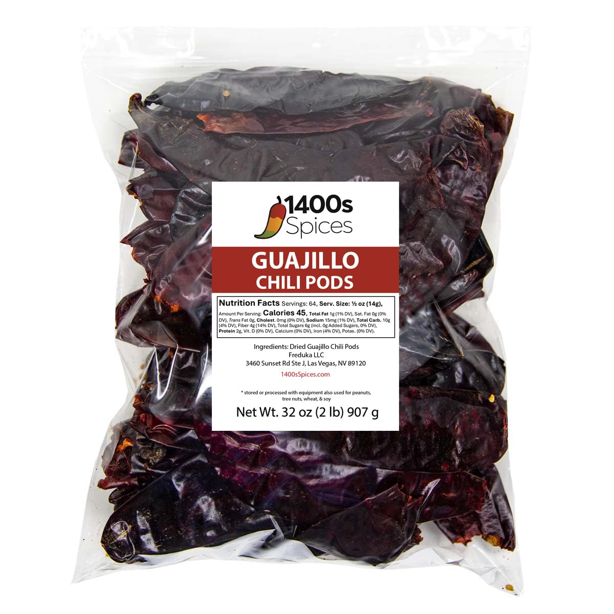 2lb Guajillo Stemless Chile Bulk, Food Service Size, Whole Dried Red Chile Seco Mexican Peppers, Chiles Descolados, Versatile Ingredients for Mexican Salsa by 1400s Spices