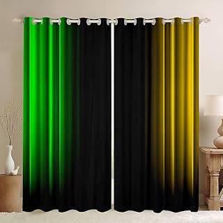 Feelyou Abstract Ombre Decorations Curtains for Kids Teens Women Green Y...