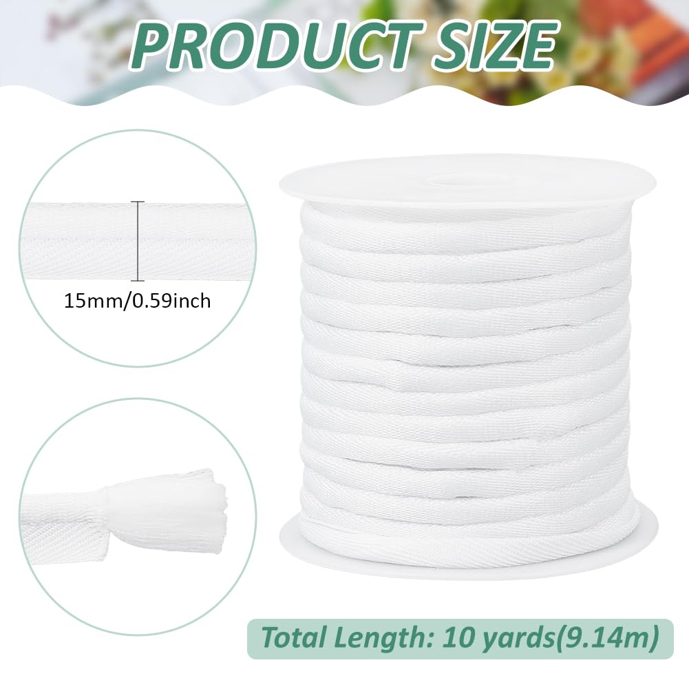 BENECREAT 10 Yard White Piping Cord Trim, 5/8 inch Polyester Bias Tape Piping, Upholstery Piping Trim for Sewing Lip Cord Trim