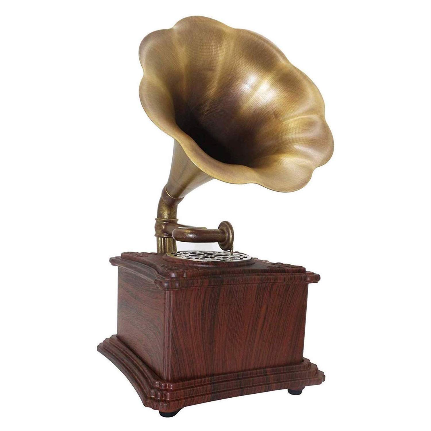 Odtwarzacz Płyt Winylowych Vintage, Lite Drewno Mini Retro Klasyczny Styl Gramofon Kształt Głośnik Stereo System Dźwiękowy Pudełko Muzyczne Ząbek Audio 3,5 Mm 4.2 Aux-In Nagry
