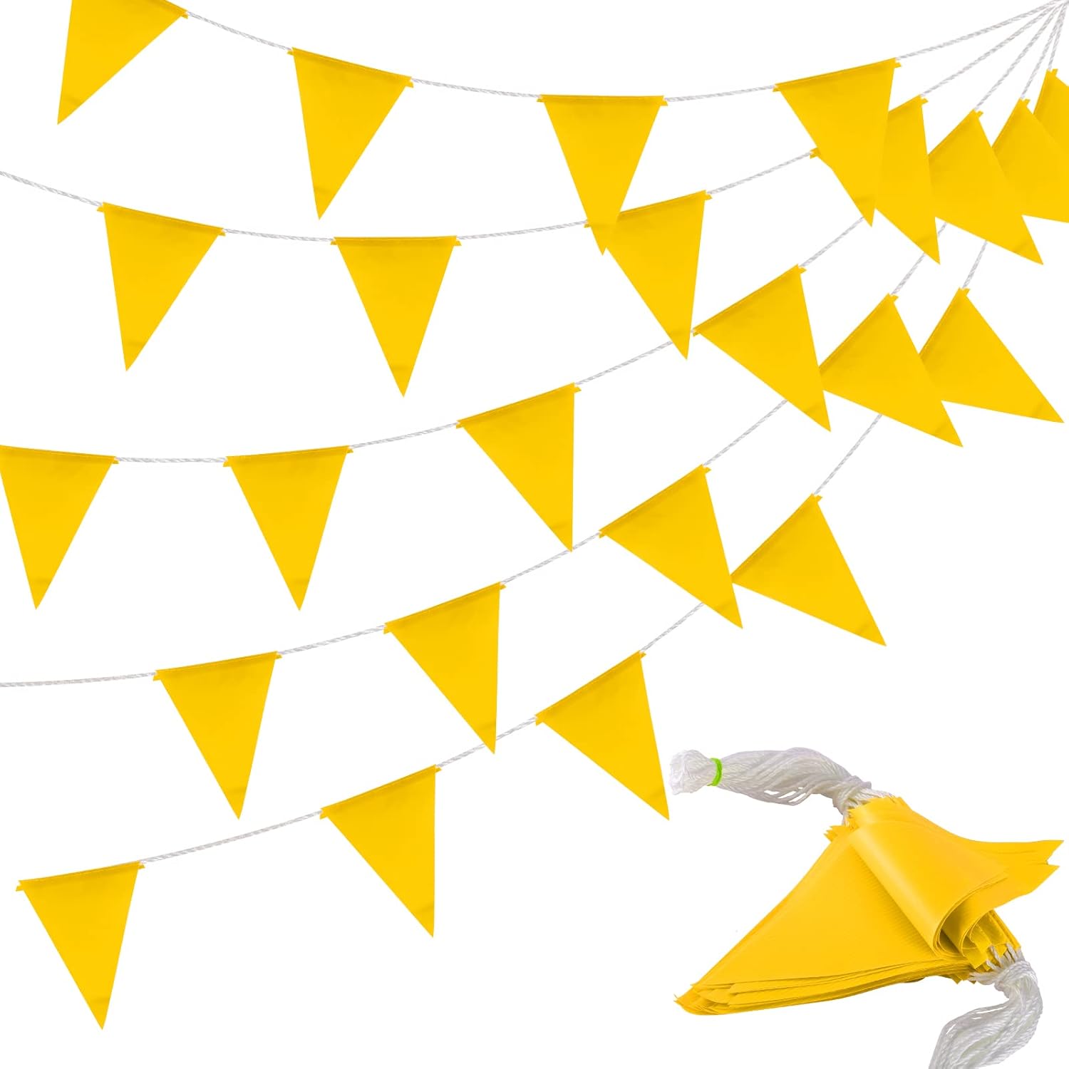 45 Pieces 98 Feet Yellow Reflective Safety Pennant Banner
