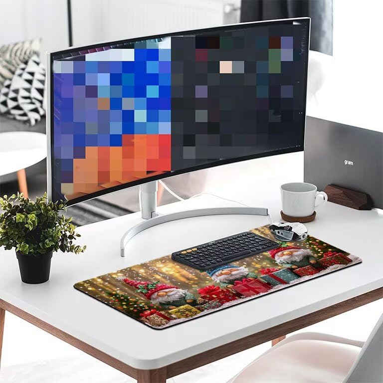 Tappetino Mouse Gaming XXL 1600 x 800 mm Tappetino Antiscivolo Sottomano Da Scrivania Per Mouse e Tastiera, Con Base In Gomma Antiscivolo, Lavabile, Mouse Pad Il nano di Natale, Regalo per Uomo L-873