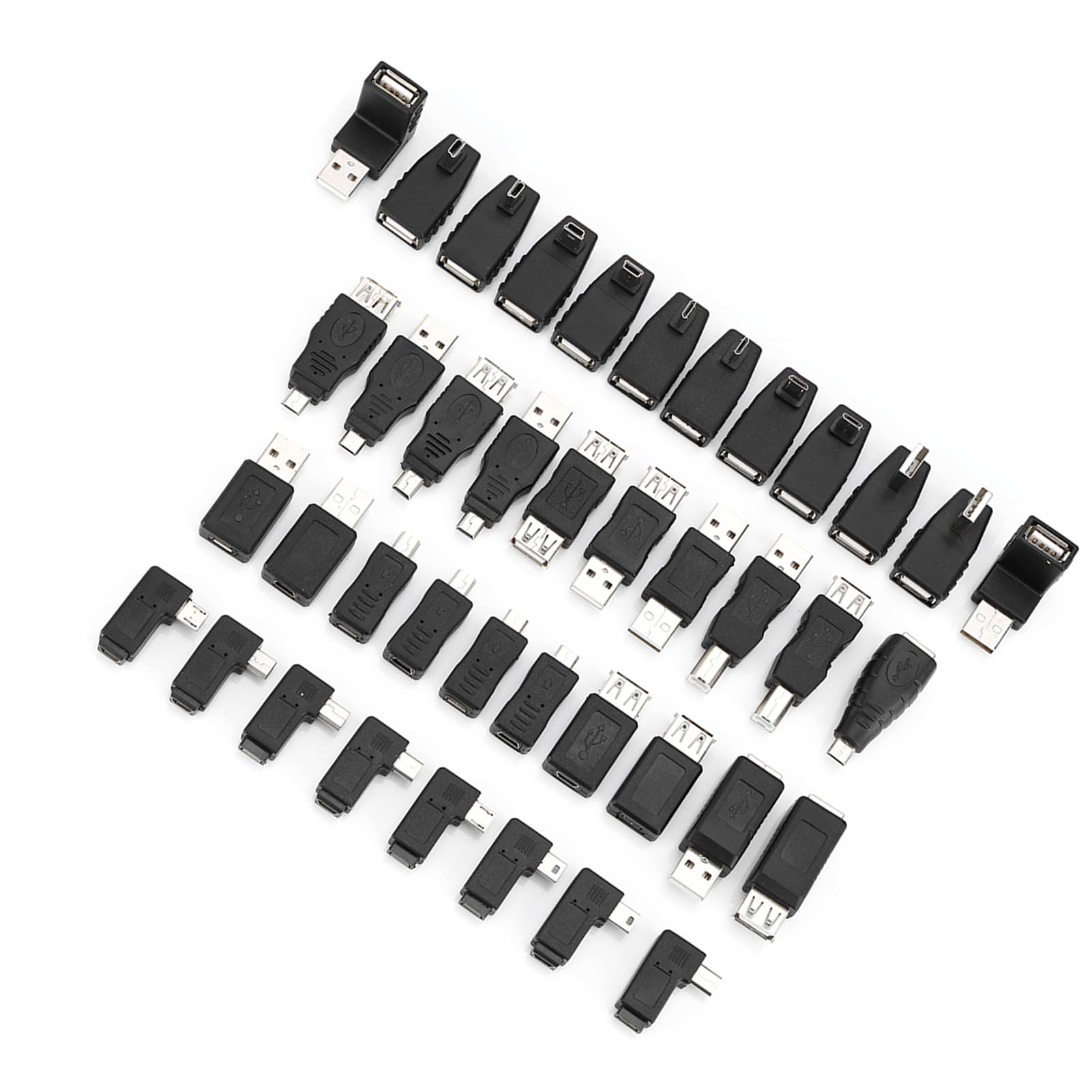 Kit Adaptateur USB 2.0 Convertisseur Angle F / M Mini Micro Adaptateur De Usb Prise Mâle À Femelle Pour Ordinateur Tablette Téléphone Portable (ensemble De 40 Pcs
