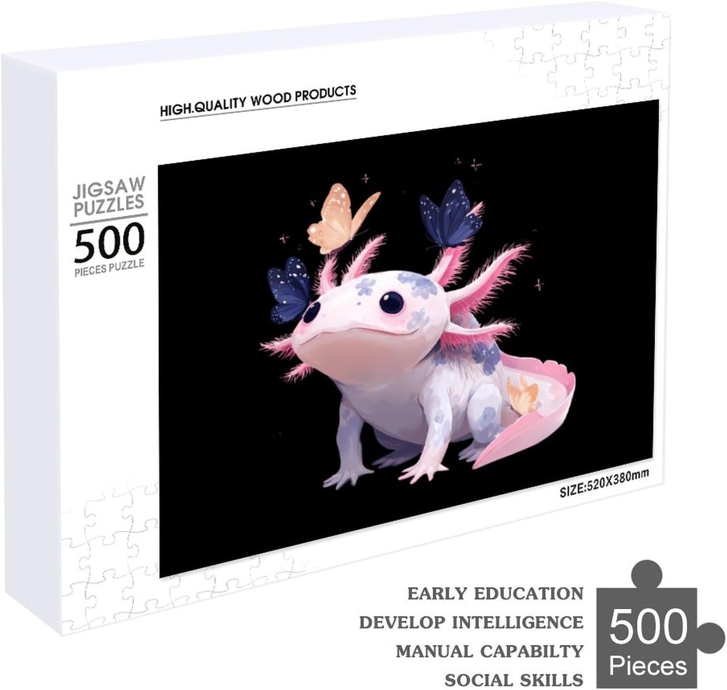 Cute Axolot Puzzles for Adults 500 PCS Wooden Jigsaw Puzzle Wall Decor Christmas