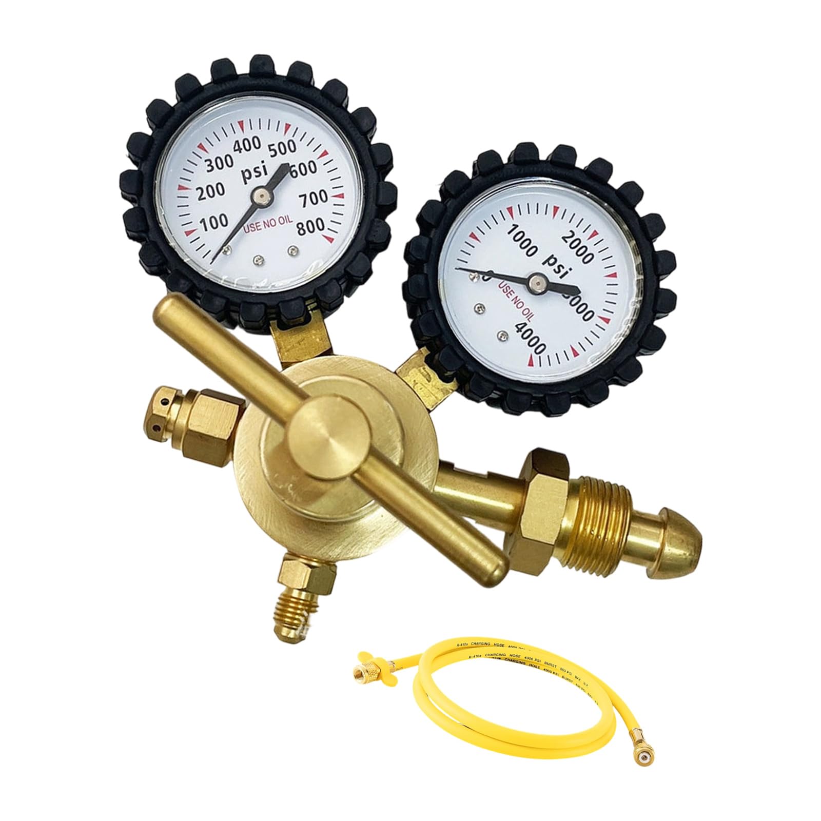 Hsioluted Men's 800Psi Nitrogen Hvac Nitrogens Regulator 0-600 / 800Psi Output 60Inch Hose For Pressure Testing Leak Detection In Air Conditioning Systems Hvac Nitrogens Regulator For Pressure Testing Leak Detection In Air Systems