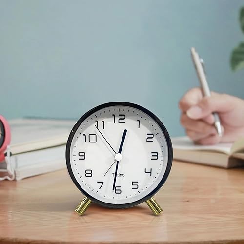 Miniatura 6 de Reloj despertador para dormitorio, reloj analógico con silencio sin tictac, luz controlada por voz, reloj pequeño para niños, adolescentes, personas