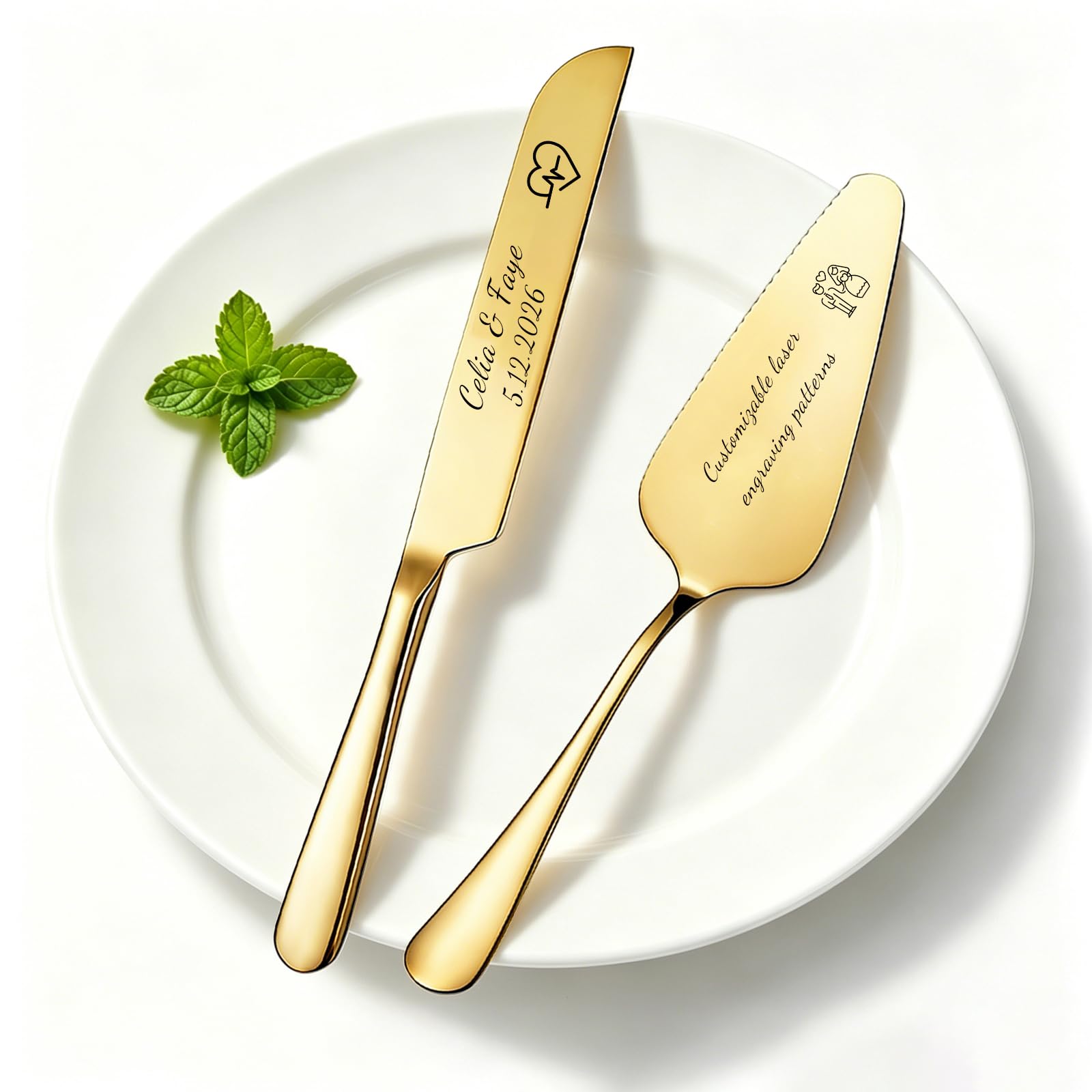 WFE Personalised Wedding Cake Cutting Set Engraved Cake Cutter Server