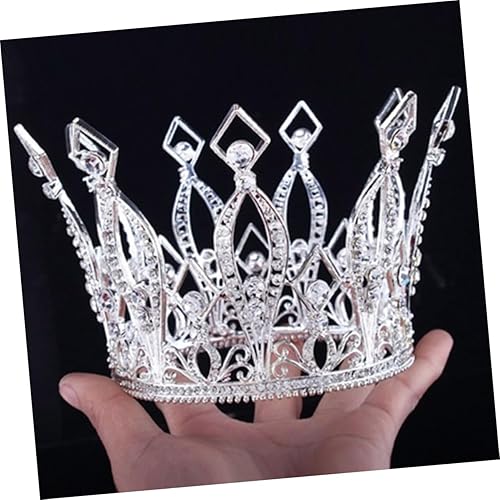 Miniatura 3 de FOMIYES 2 piezas de decoración de cristal para novia tocados de boda coronas barrocas para mujeres tiara redonda completa coronas reales para