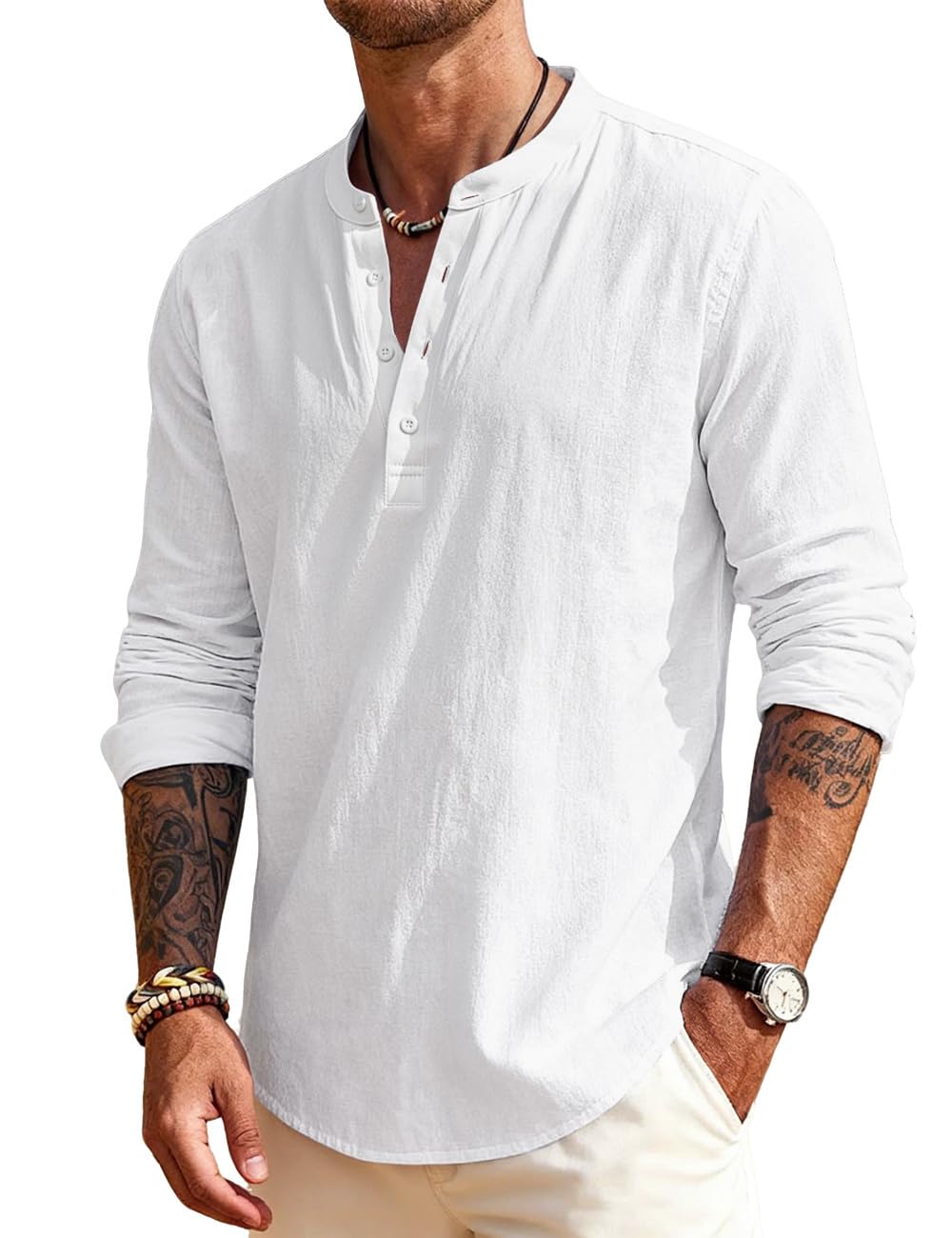 QOSOQ Men's Linen Shirt