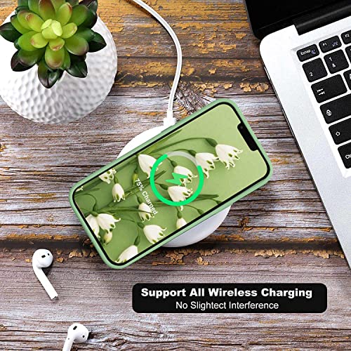 Ktele Compatible With Iphone 13 Case 6.1 Inch Premium Liquid Silicone [Soft Microfiber Lining Anti-Scratch] Gel Rubber Full-Body Bumper Protection Camera Protect Case-Matcha #TOP6