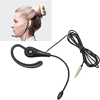 Vista 3 de Auriculares de centro de llamadas, gancho de oreja de una cara de 0.138 in con micrófono, auriculares de teléfono de una sola oreja para teléfonos