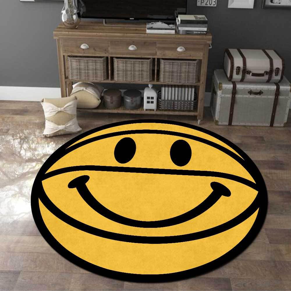 Grand tapis rond de salon jaune dessin animé Ø 170 cm pour chambre