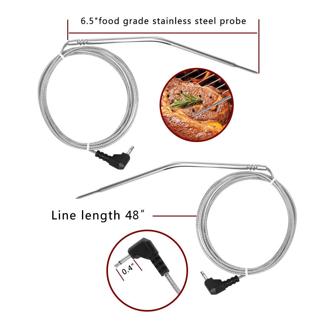 Stanbroil Waterproof Thermometer Meat Probe and Clip Replacement for Thermopro TP20, TP17, TP16, TP09B, TP08, TP07, TP06s, TP04, Famili MT004, OT007, OT009, TP-10, MT-16, OT-08, Habor HCP5H