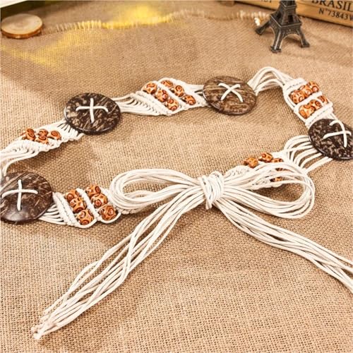 Women's Wax Beads Fashion Woven Belt Woven Rope Braided Waistband Feminine Dress Decoration Belt2