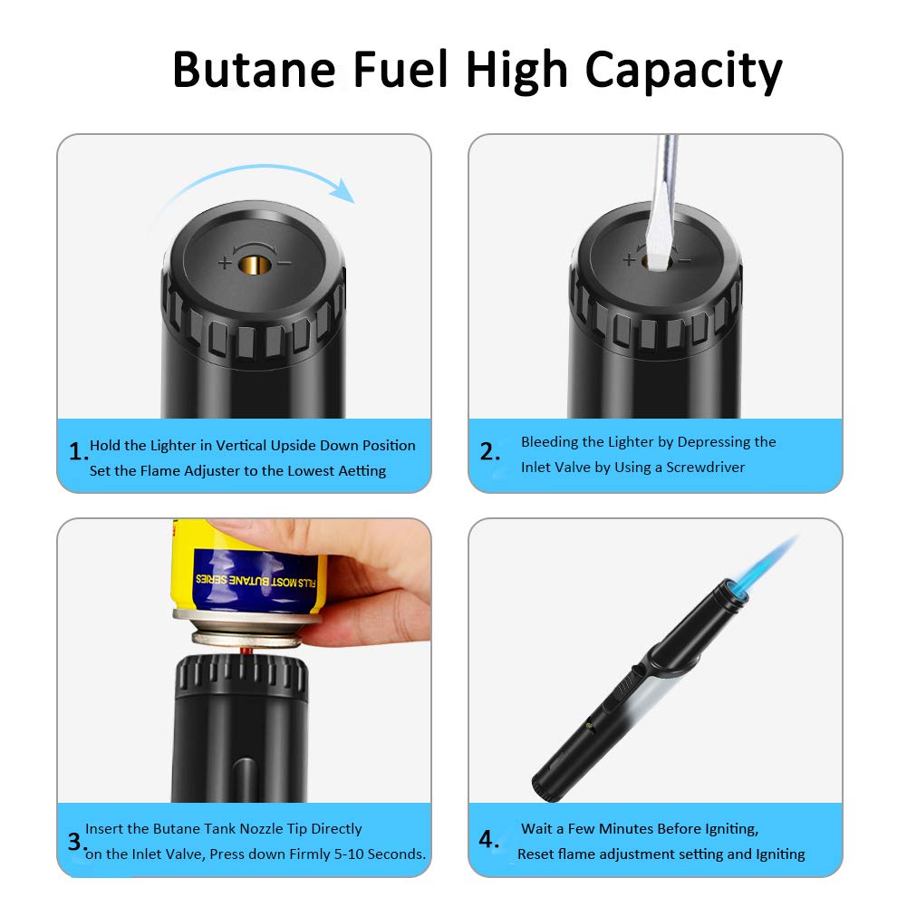 TOPKAY Jet Lighter, Candle Lighter, Windproof Torch Flame Lighter, Butane Refillable Gas Lighter