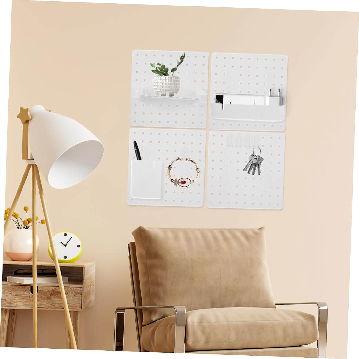 MAGICLULU 1set No Drill Pegboard Organizer Set Heavy Duty Adhesive Wall Storage for Kitchen Home Supplies and Crafting Easy Installation Multi-Functional Hooks and Bins