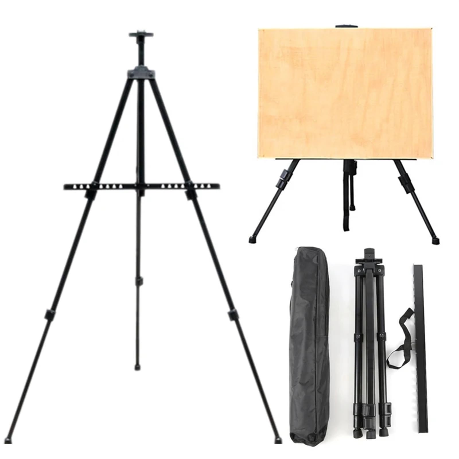 Caballete Caballete plegable fácil de plegar, trípode metal ajustable, caballete artista con bolsa, extra resistente for pintura mesa o piso Para dibujar