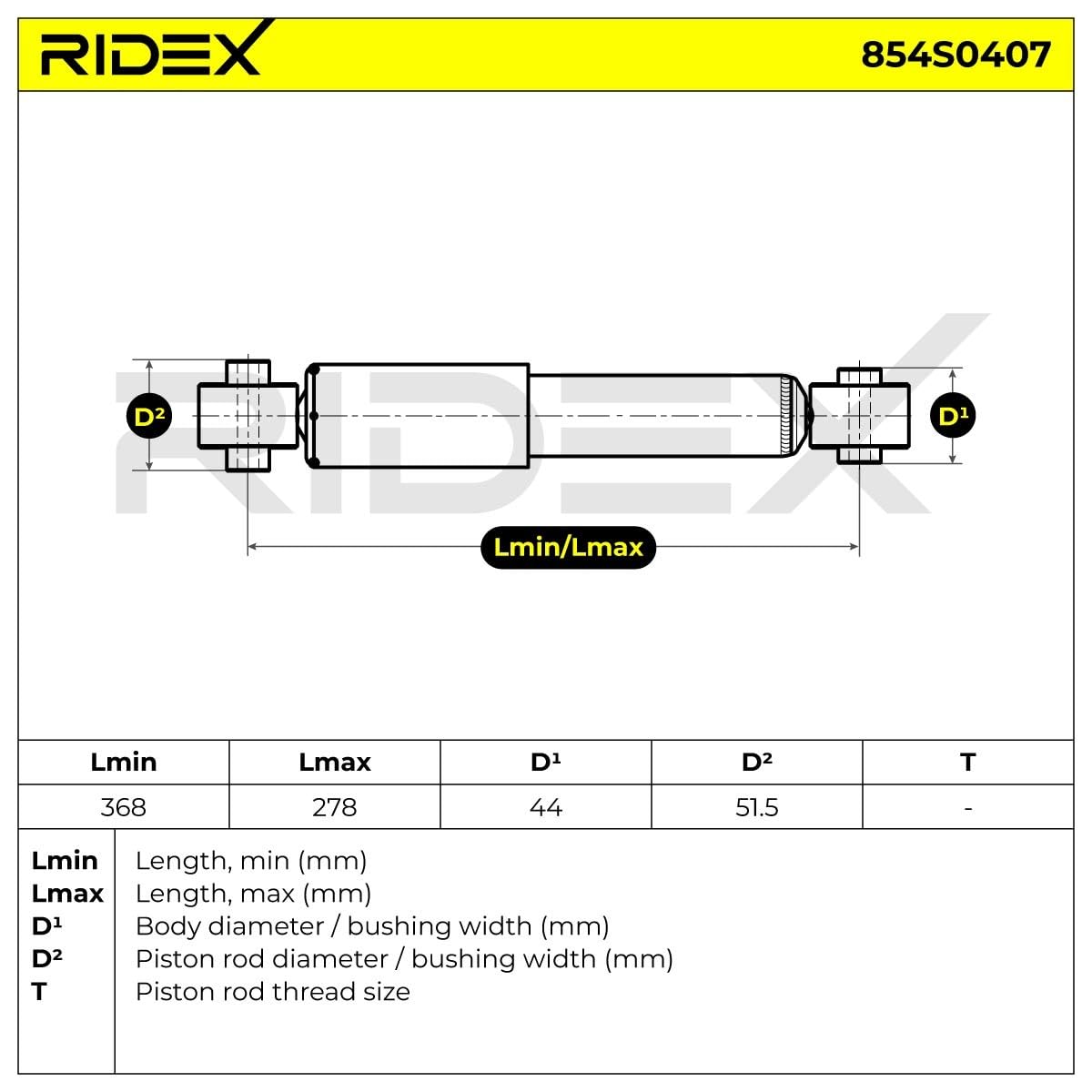 RIDEX 854S0407 2x Ammortizzatore Posteriore Compatibilità con SMART FORTWO Coupé 450