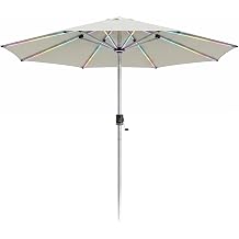 Galaxy 9.84 Foot RGB Multi Modes Solar Lighted Patio Umbrella, Heavy Duty All Aluminum Construction, 250G Water Resistant PU Canopy, Dual USB Type-C Port for Phone Emergency Charging, Outdoor Commercial Pool Deck Backyard Party LED Patio Umbrella