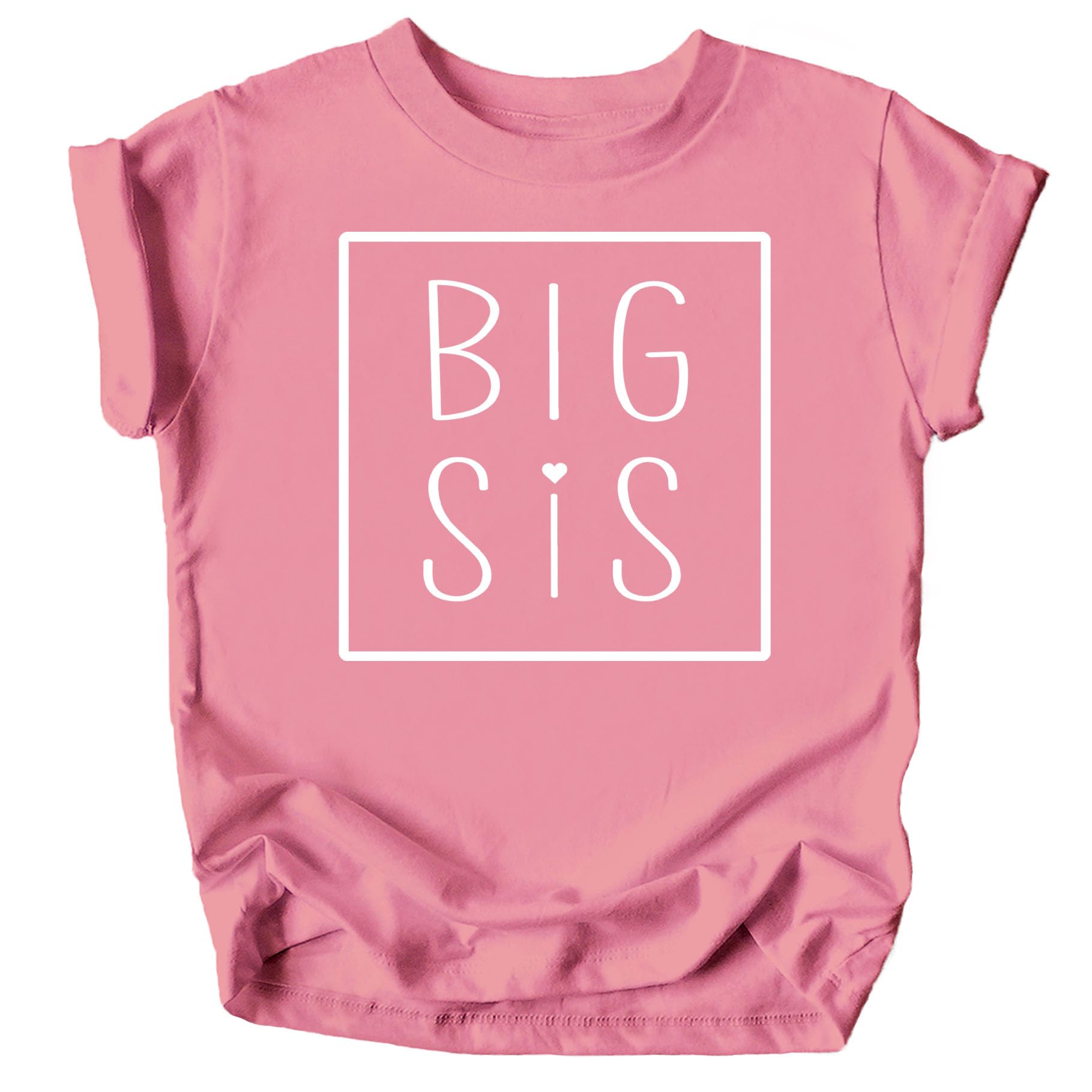 Olive Loves Apple Big Sis Square Sibling Reveal Announcement Shirt for Baby and Toddler Girls Sibling Outfits Mauve Shirt