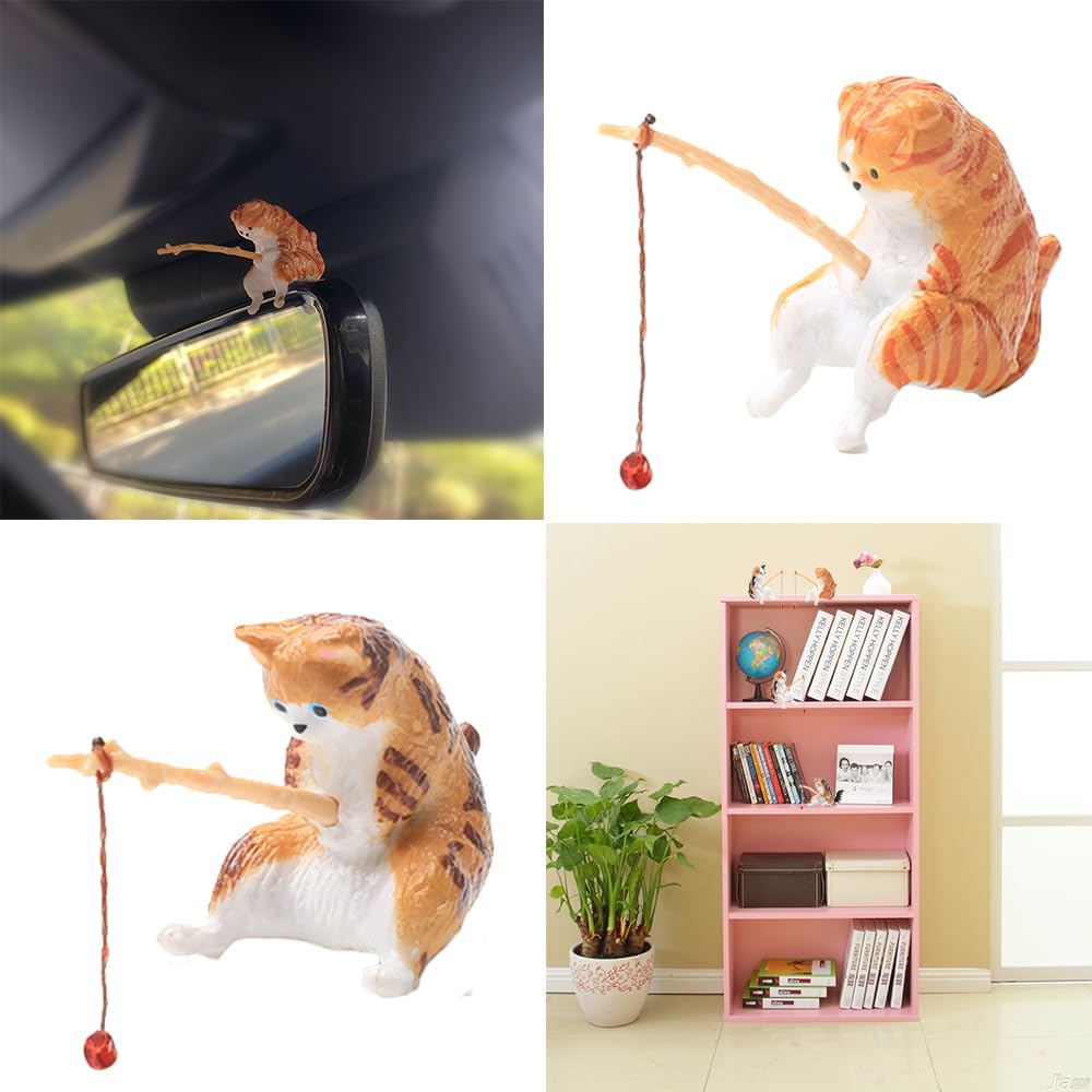 Kattenversiering, cartoon kat auto-accessoires, auto-accessoires, hars auto-interieur decoratie beeldje hanger voor vrouwen meisjes