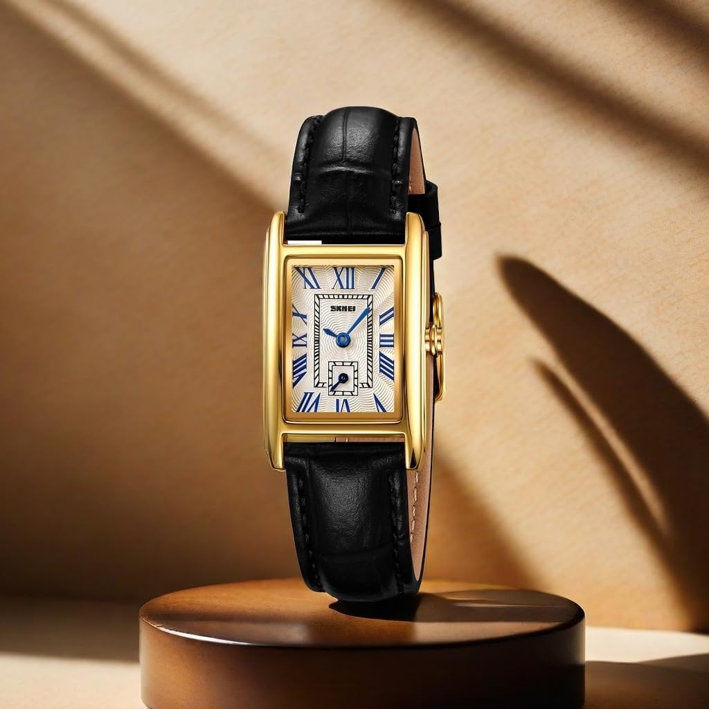 CARLIEN Dress Watch for Women Business Casual Square Ladies Quartz Watch with Genuine Leather Strap - Image 4