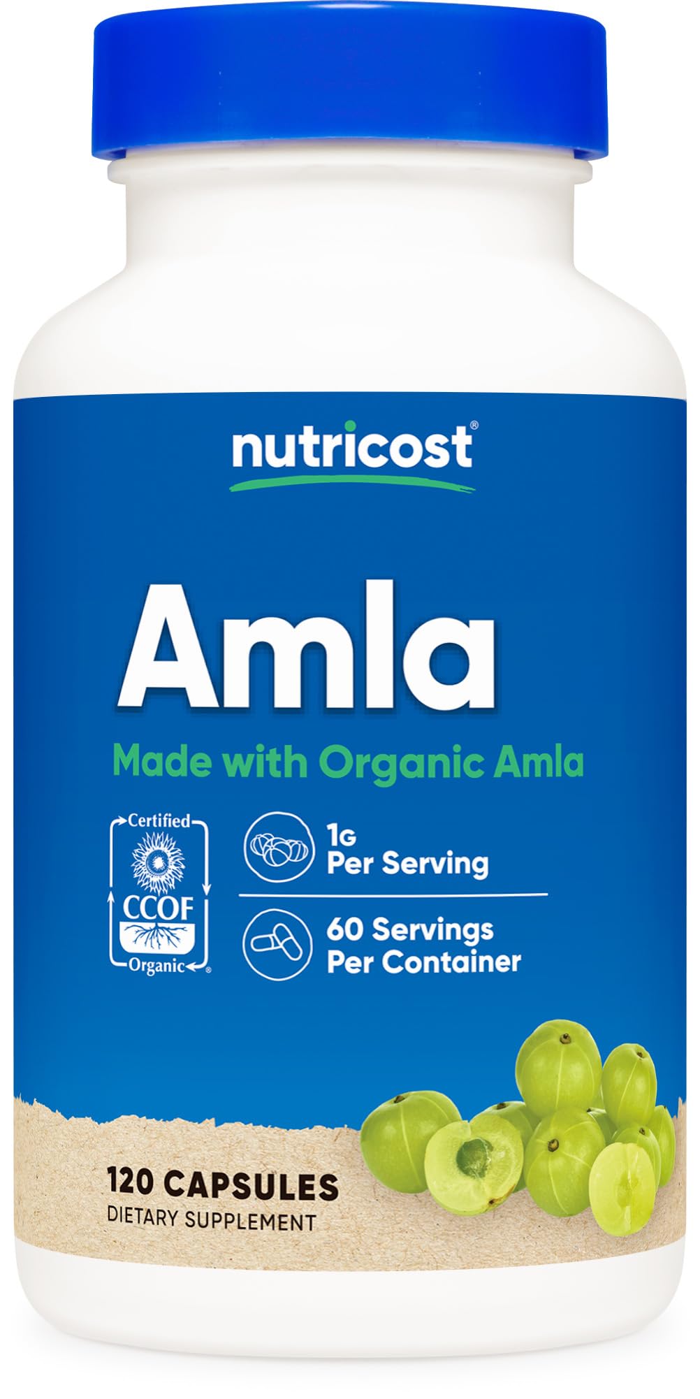 Nutricost Amla 1000mg, 120 Vegetarian Capsules - CCOF Certified Made with Organic, Non-GMO, Gluten Free, 60 Servings