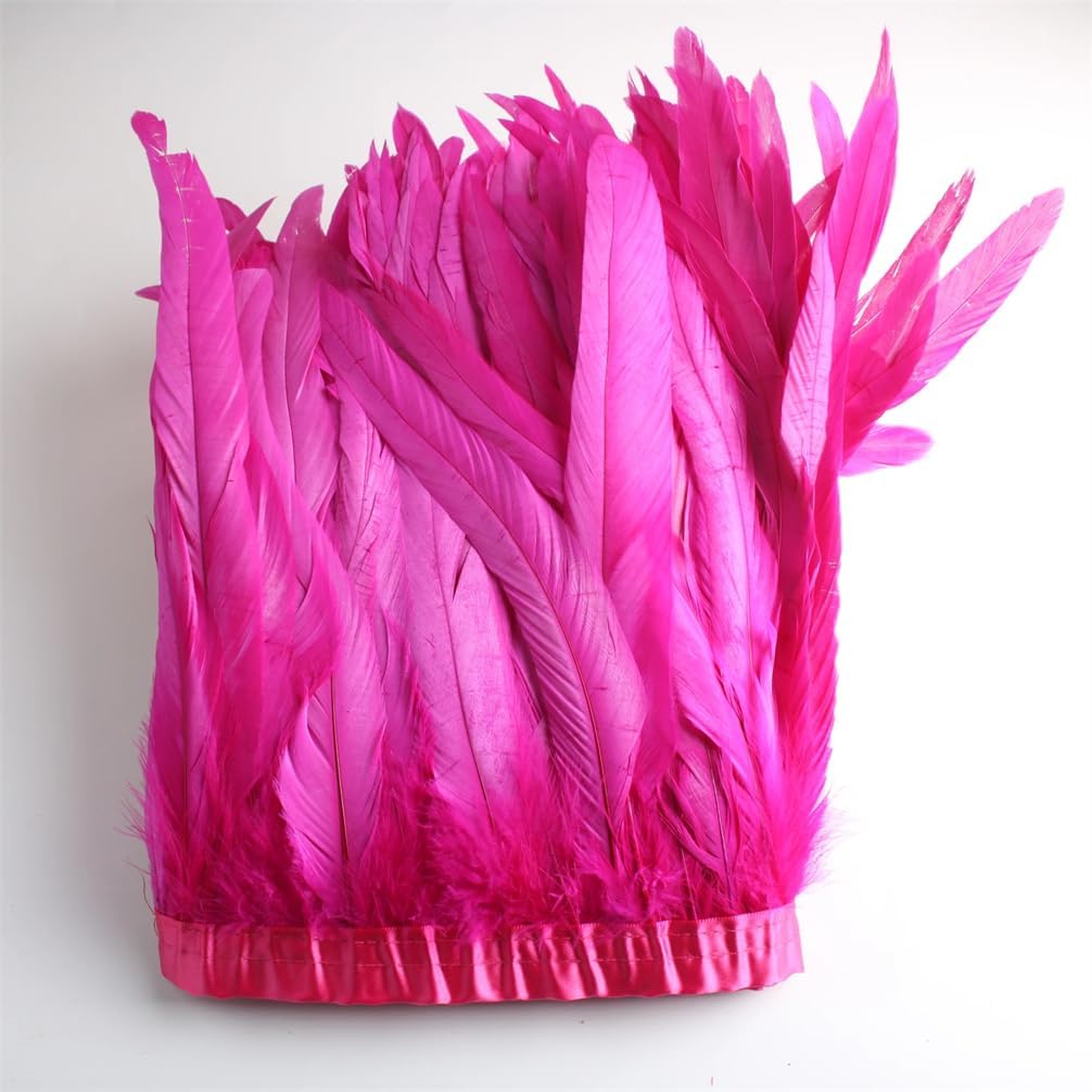 10 Yards 10-12 Inch Width Rooster Tail Feathers Trim Trimming for Crafts Dress Skirt Costumes Feather White 10 Yard