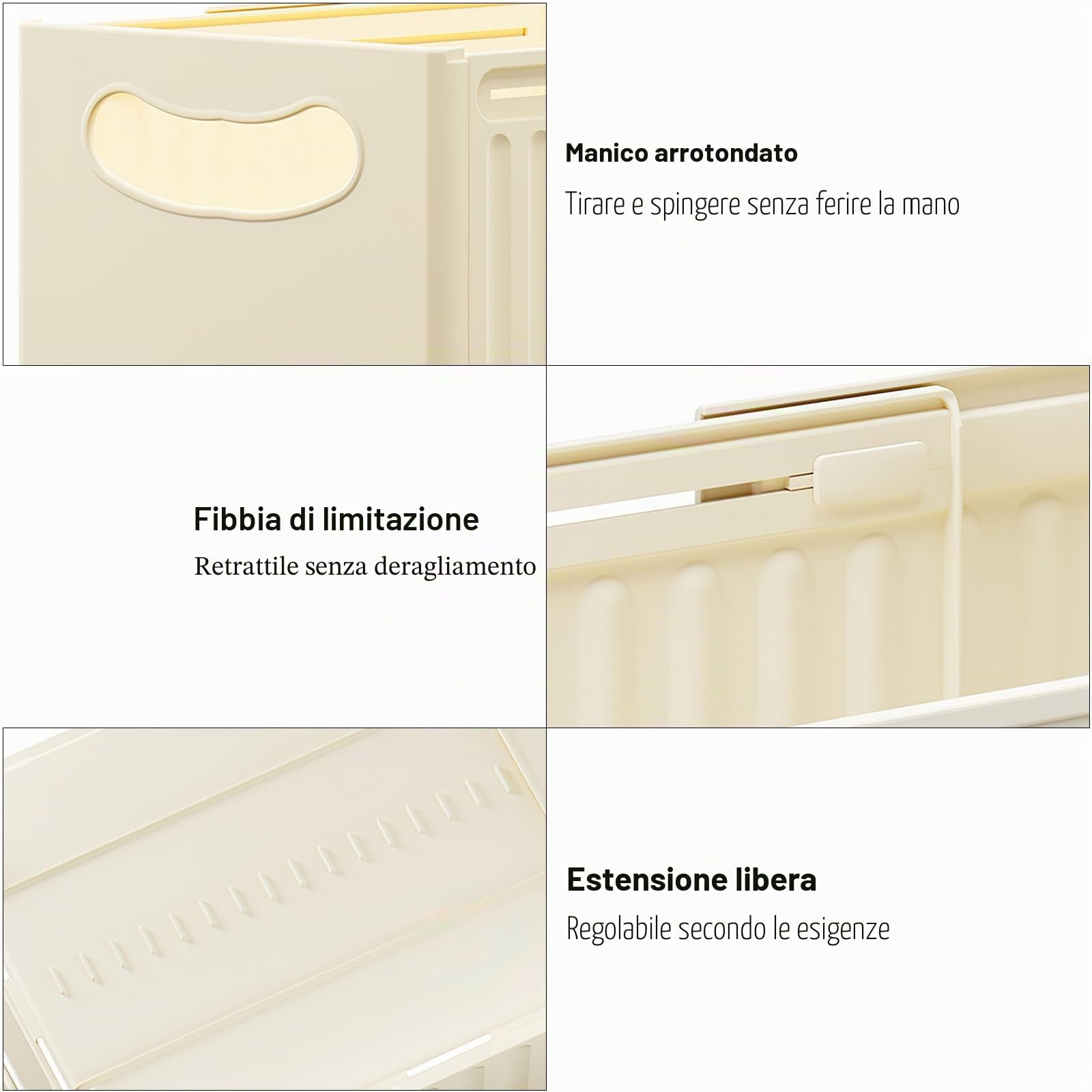 Scatole Organizer Cassetti Plastica Scatole Portaoggetti Decorative Con Manici Cubi Portaoggetti Pieghevoli Organizer per Frigorifero Bagno Cosmetici Armadio 3 Pezzi (47,5 x 28 x 25 cm)