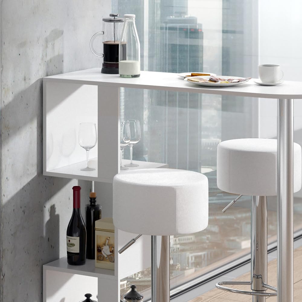 Tavolo Cucina Con Scaffali Vicco Set Di Tavoli Da Bar Vincent, Bianco ...