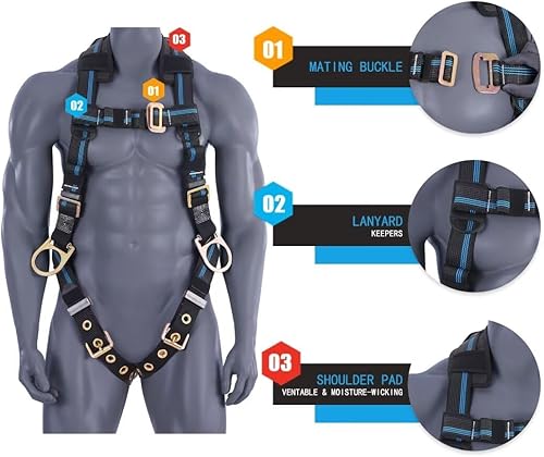 Miniatura 2 de Arnés de seguridad para protección contra caídas, arnés de techo de detención de caídas, kit de seguridad para trabajo aprobado por OSHA ANSI (ML)