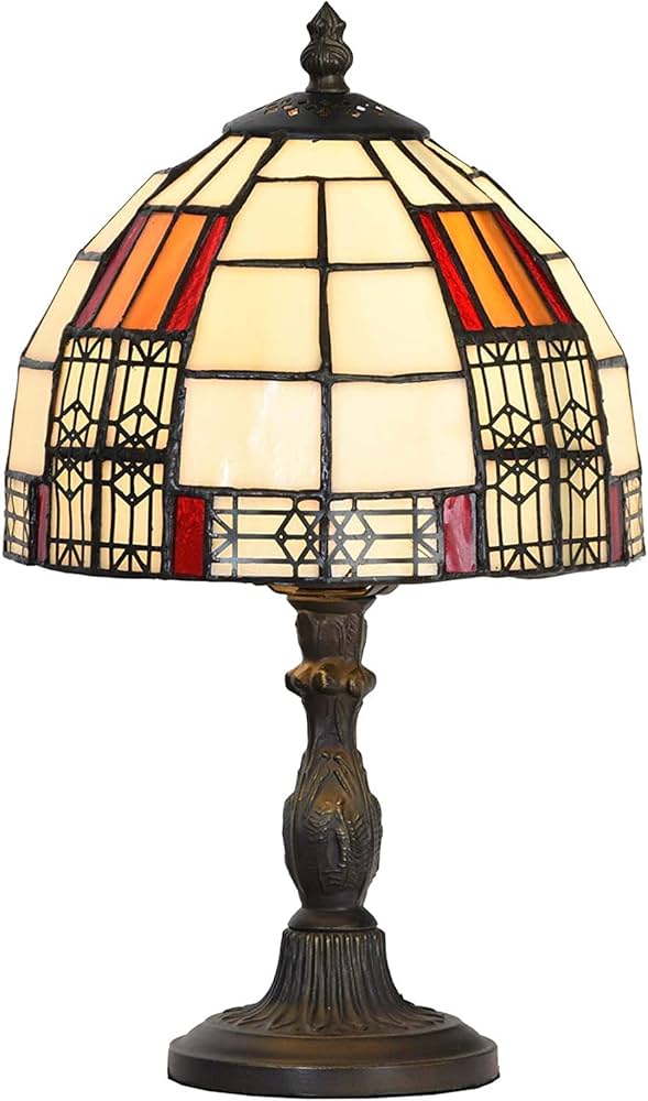 ステンドグラスのテーブルランプベッドサイドランプヨーロッパスタイル Amazon.co.jp : ティファニーランプ、ステンドグラスランプ