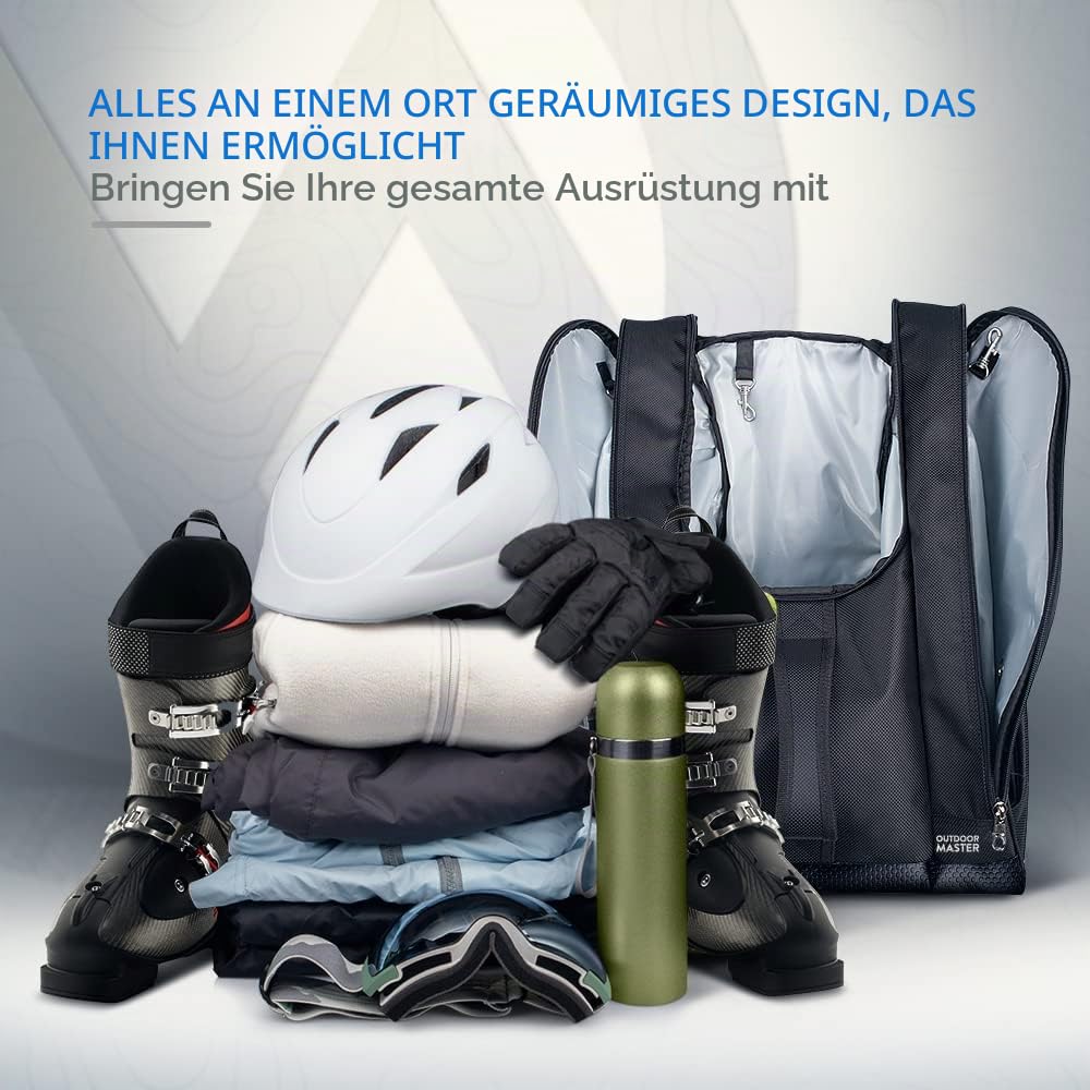 OutdoorMaster Stiefeltasche Eisbär – Skischuhe und Snowboardstiefel, ideal für Reisen mit wasserdichter Außen- und Unterseite – für Herren, Damen und Jugendliche