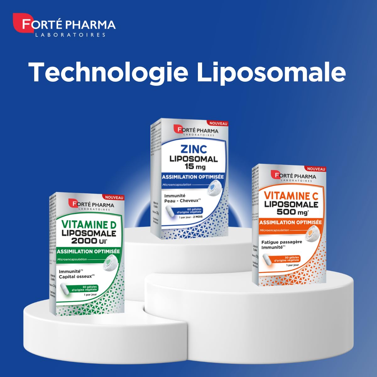 Forté Pharma – Zinc 15mg Liposomal - Complement alimentaire cheveux, defense immuniaite, beauté & ongles - Dosage maximal 150% des VNR*, Assimilation renforcée - 60 gélules, 1/jour