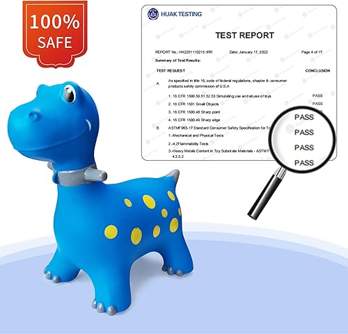 Miniatura 6 de HotMax Caballo hinchable, juguetes de tolva de dinosaurio para niños, juguetes inflables de animales hinchables para niños pequeños, caballo