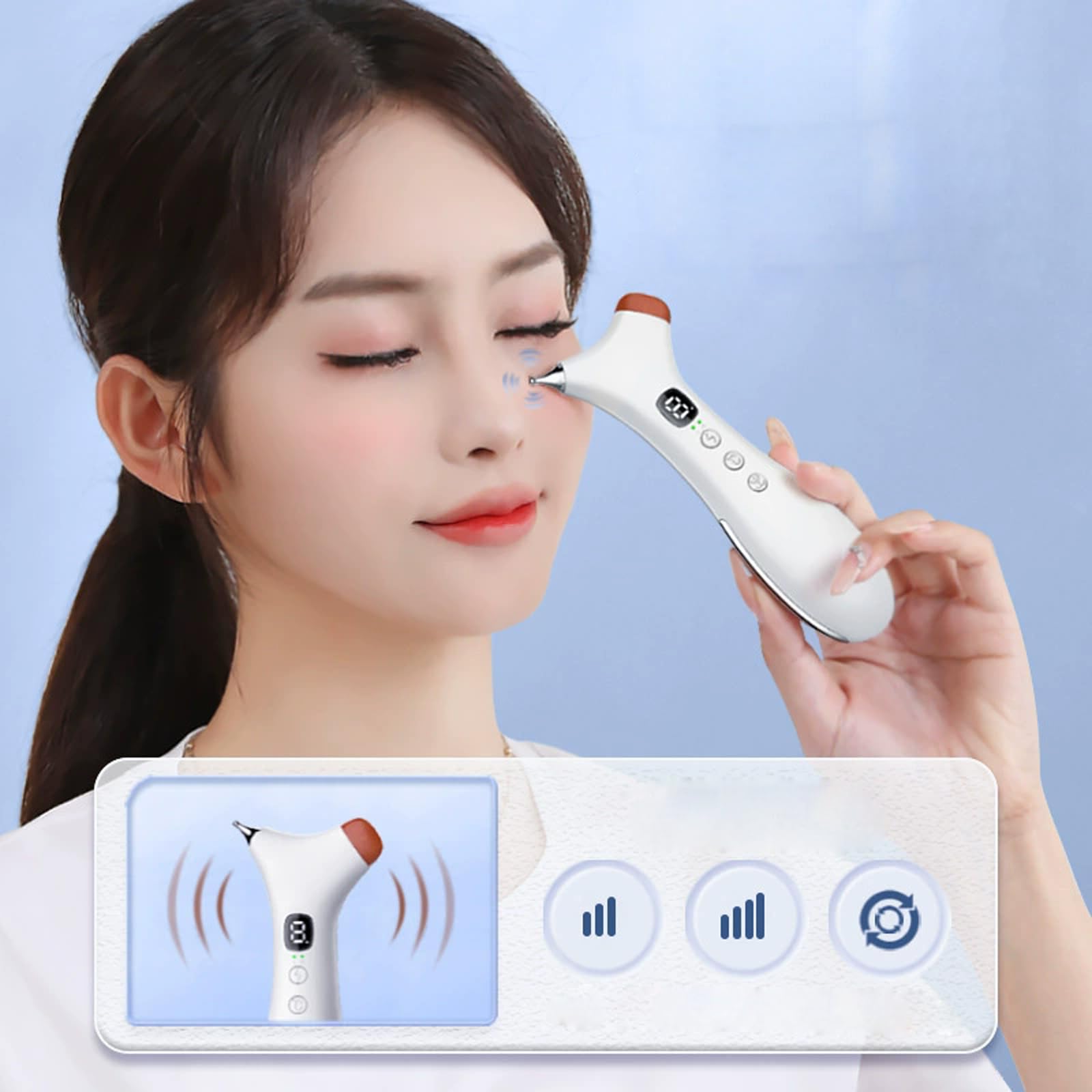 Rezuri - 4-in-1 Jaw Massager, Rezuri TMJ-Massagegerät, Gesichtsmassagegerät Akupressur Massagegerät mit Wärme und Vibration, Meridian-Massagegerät mit 2 Massageköpfen für Kiefer, Gesicht und Nacken