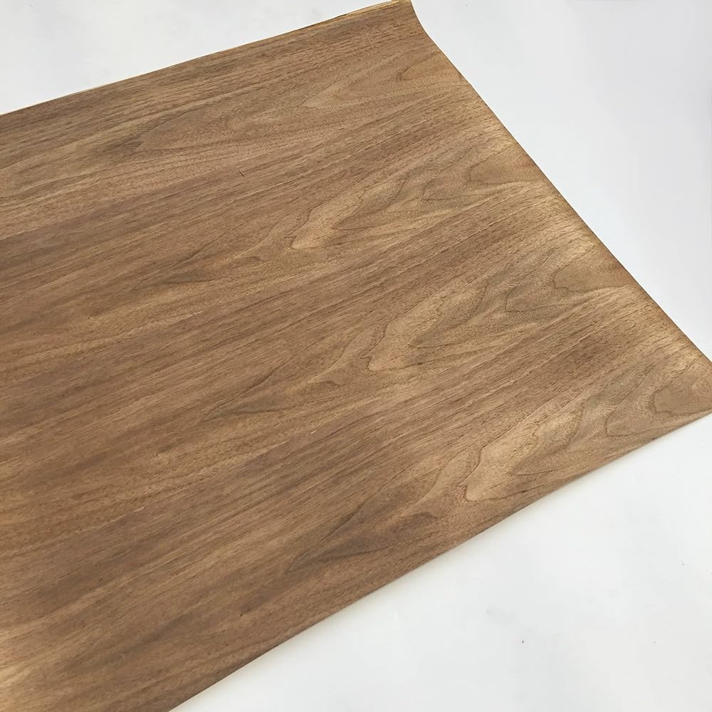 Chapa de Madera de Nogal Negro Natural compuesta de 2,5 Metros de Largo y 55 cm for decoración del hogar, renovación de gabinetes y Parte Trasera de Papel Kraft.