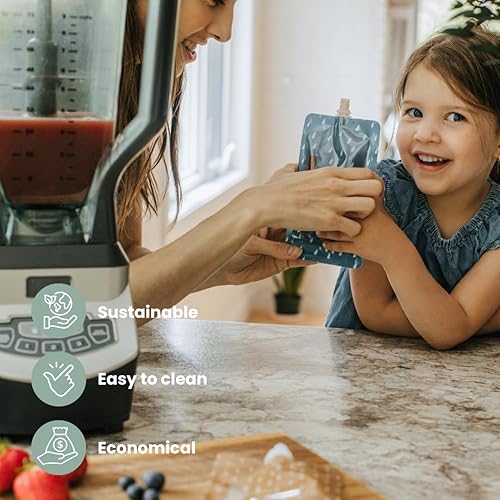 Miniatura 8 de Bolsas reutilizables para alimentos para bebés, almacenamiento de alimentos, niños pequeños y niños, puré de manzana, licuados de frutas, yogur y