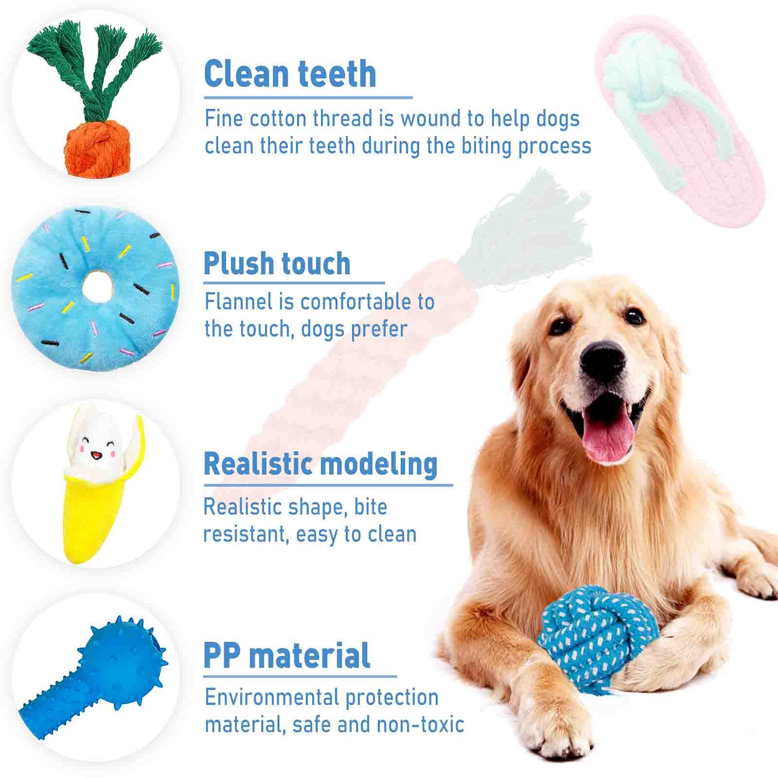 AMAYGA Set Giocattoli per Cani, 17 Pezzi, Corda, Resistenti Grandi, per Cucciolo