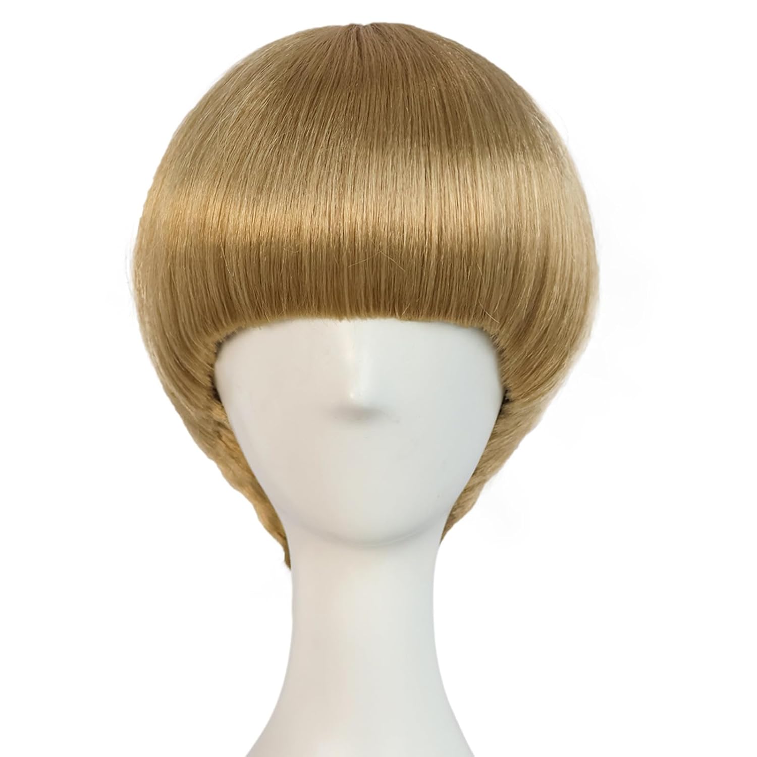 JoneTing Short Blonde Mushroom Wig【+Hair Cap】 Bowl Cut Wigs 60s Men Wigs Short Blonde Funny Wig for Man Blond Bob Hair With Bang for Christmas Cosplay Costume for Halloween Party Outfit