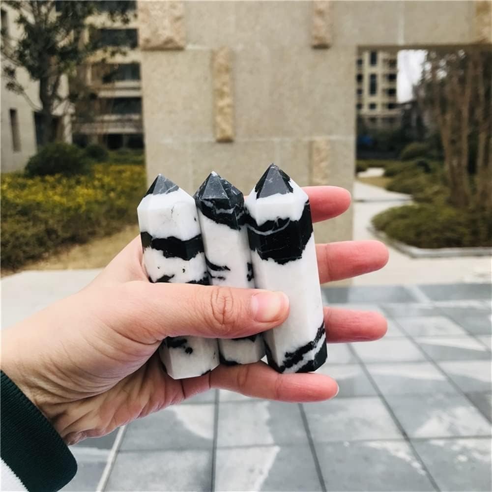 Quartz Decoration 1PC Natural Healing Crystal Black and White Stone Tower Point can be Used for Home Decoration (Size : 8-9CM)