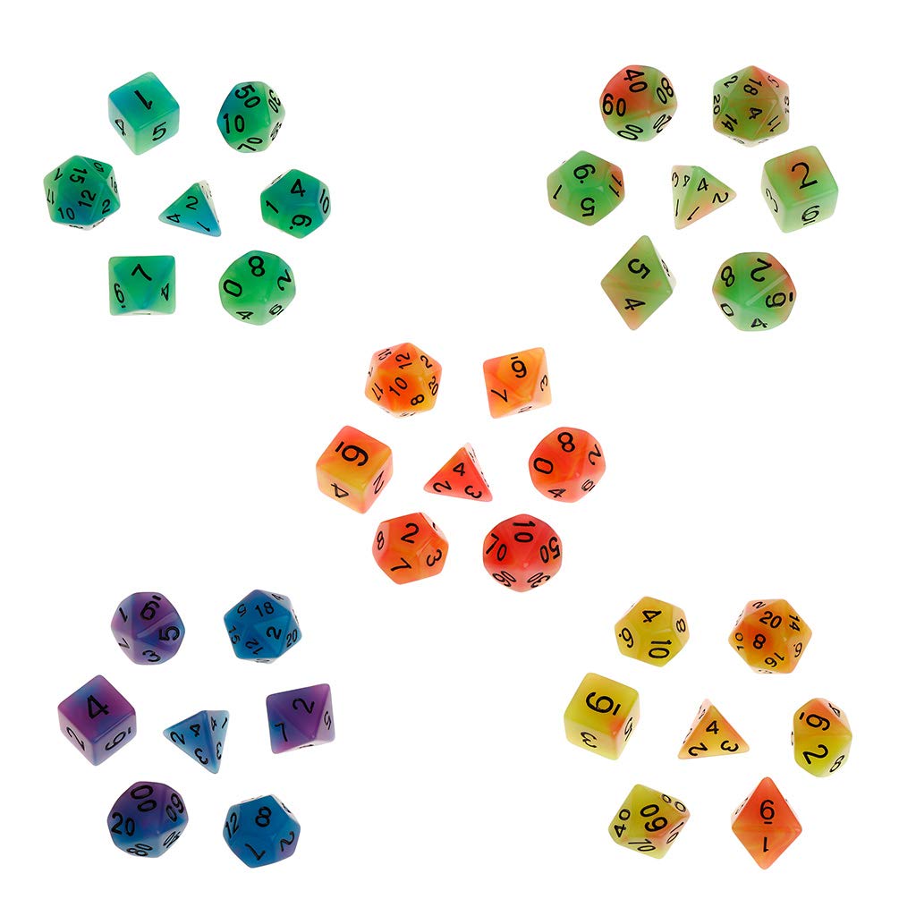 Set di 7 dadi poliedrici luminosi con lati D4, D6, D8, D10, D12, D20
